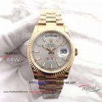 Perfect Replica Rolex Day Date 36 Watch Yellow Gold Silver Dial